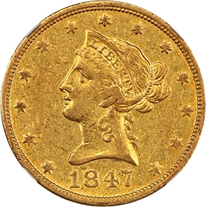 image for: 1847-O $10 NGC AU55 (Granite Lady Hoard)