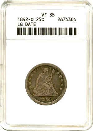 image for: 1842-O 25c ANACS VF35 Lg Date