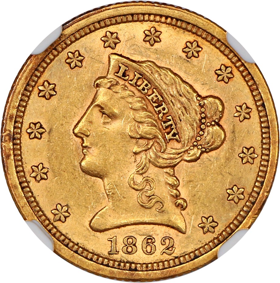image for: 1862 $2 1/2 NGC/CAC AU58