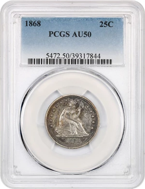 image for: 1868 25c PCGS AU50