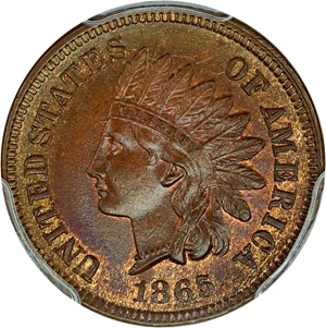 image for: 1865 1c PCGS/CAC MS64 BN (Fancy 5)