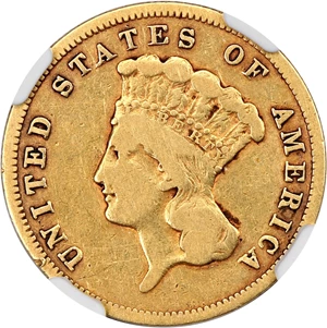 image for: 1860-S $3 NGC F15