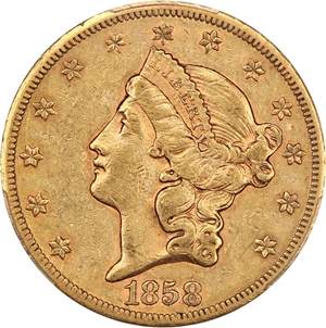 image for: 1858-S $20 PCGS XF45