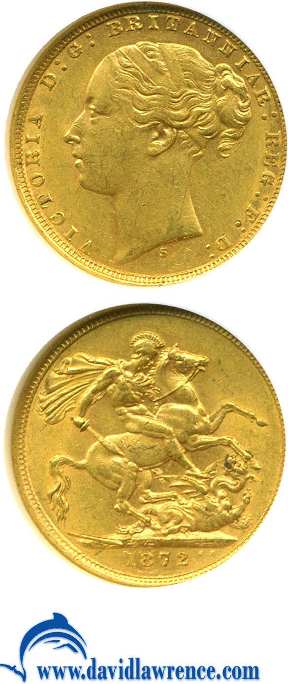 image for: Australia: 1872-S Sov St.George (KM-7) NGC AU58 