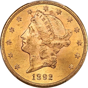image for: 1892-S $20 PCGS MS64