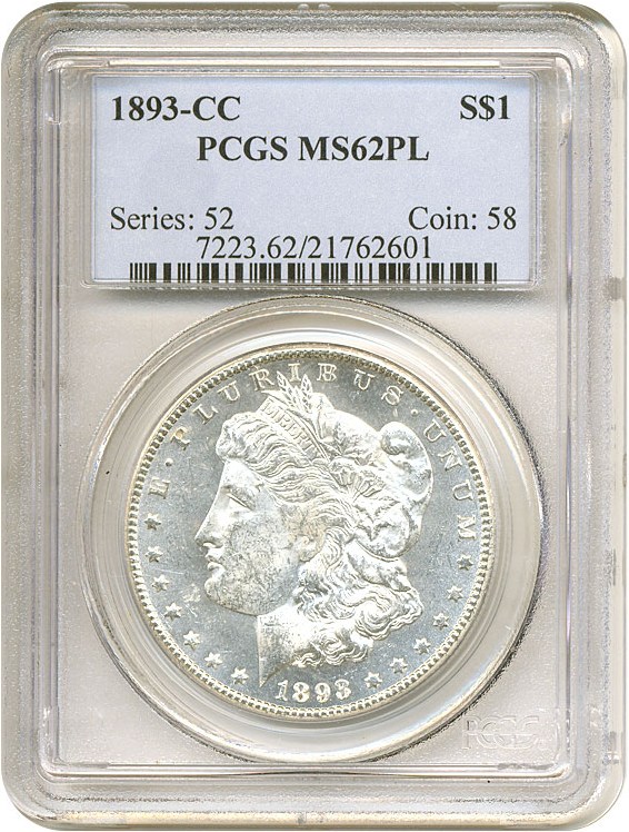 image for: 1893-CC $1  PCGS MS62 PL