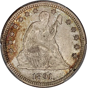 image for: 1891-S 25c PCGS/CAC AU58
