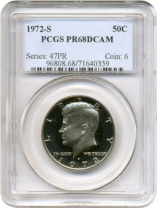 image for: 1972-S 50c  PCGS Proof 68 DCameo