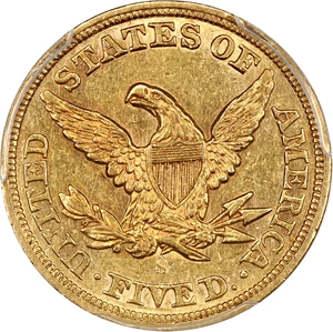 image for: 1857-S $5 PCGS/CAC AU58