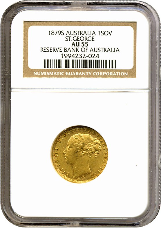 image for: Australia: 1879-S Sov St.George (KM-7) NGC AU55 