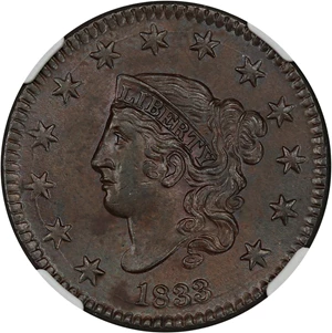 image for: 1833 1c NGC MS63 BN (N-2)