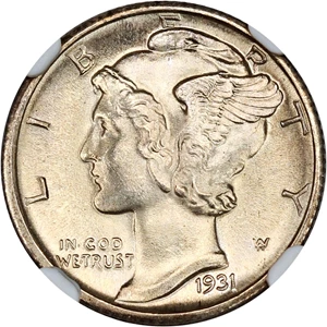 image for: 1931-D 10c NGC/CAC MS66 FB