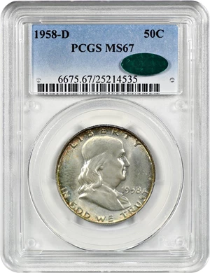 image for: 1958-D 50c PCGS/CAC MS67