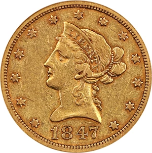 image for: 1847-O $10 NGC XF45