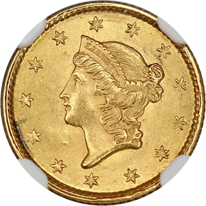 image for: 1851 G$1 NGC MS63