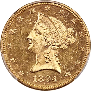 image for: 1894 $10 PCGS MS62 PL