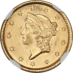 image for: 1852 G$1 NGC MS63