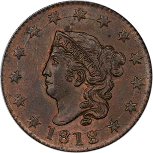 image for: 1818 1c PCGS MS62 RB (OGH)