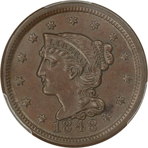 image for: 1848 1c PCGS MS63 BN