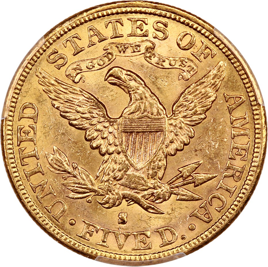 image for: 1895-S $5 PCGS/CAC MS63