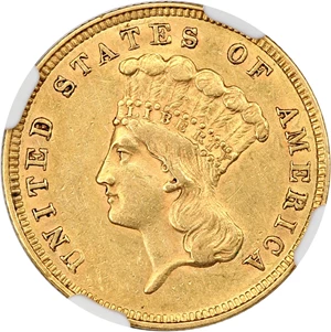 image for: 1860 $3 NGC AU55