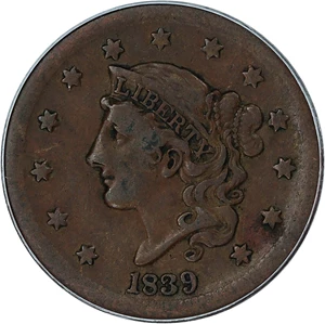 image for: 1839 1c PCGS/CAC VF25 (Silly Head)