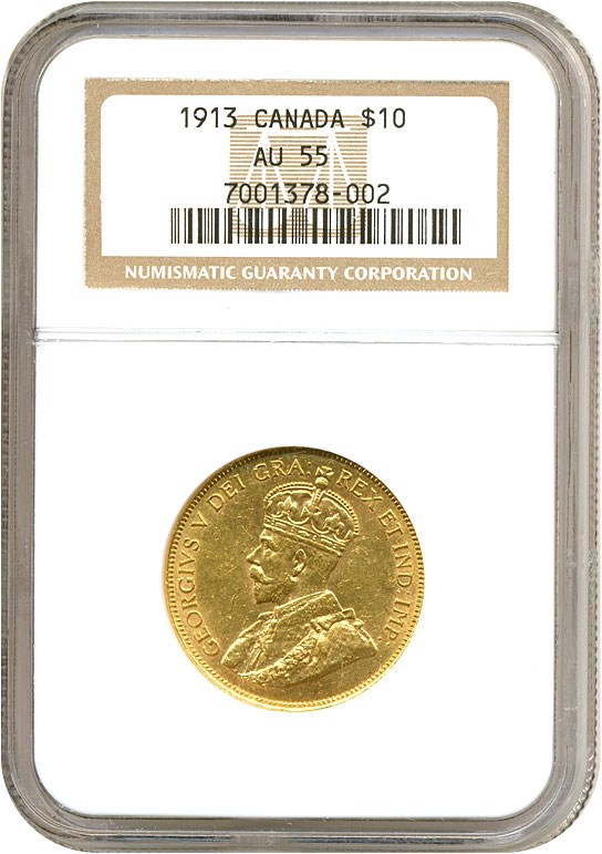 image for: Canada: 1913 $10  NGC AU55   
