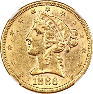image for: 1886-S $5 NGC AU55