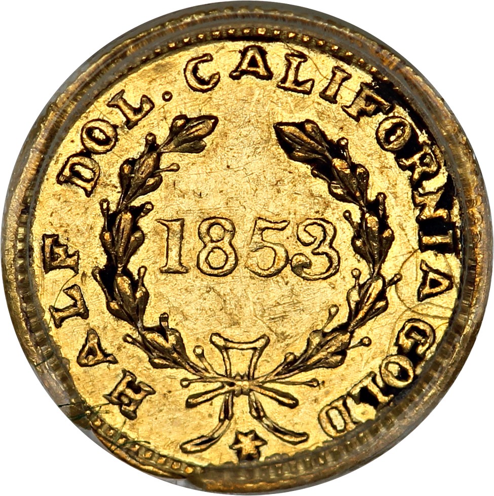 image for: 1853 Cal. Gold 50c PCGS XF45 (BG-429, OGH)