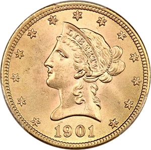 image for: 1901 $10 PCGS MS65
