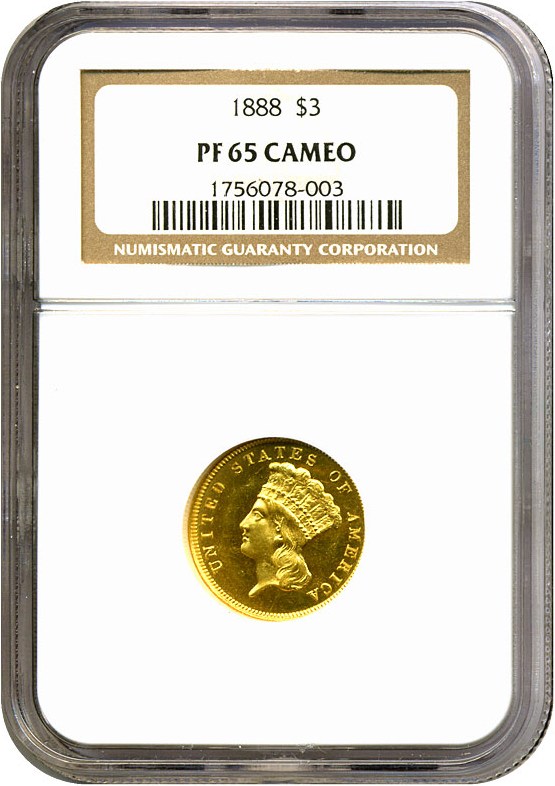 image for: 1888 $3  NGC Proof 65 Cameo