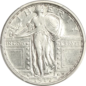 image for: 1917 Type 1 25c PCGS AU53