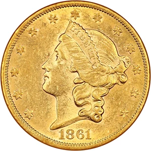 image for: 1861-S $20 NGC AU58