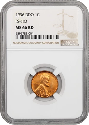 image for: 1936 1c NGC MS66 RD (Doubled Die Obverse, FS-103)