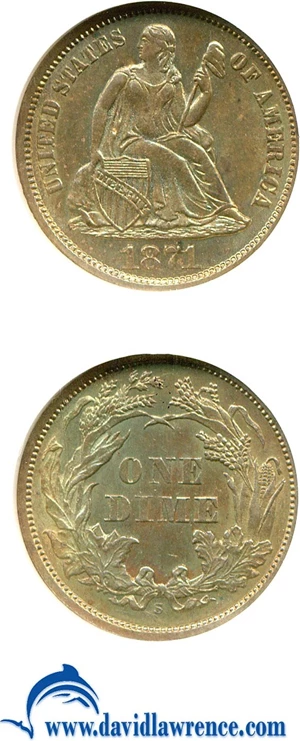 image for: 1871-S 10c NGC MS63
