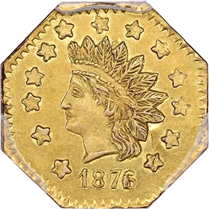 image for: 1876/5 Cal. Gold $1 PCGS MS62 (BG-1128)