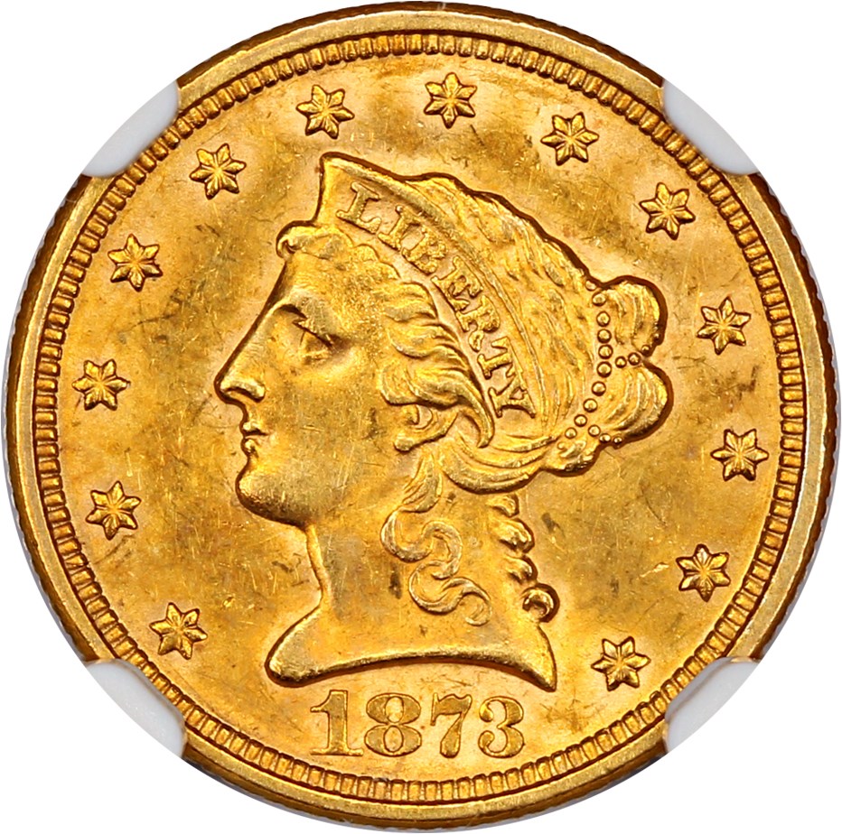 image for: 1873 $2 1/2 NGC MS62 (Closed 3)