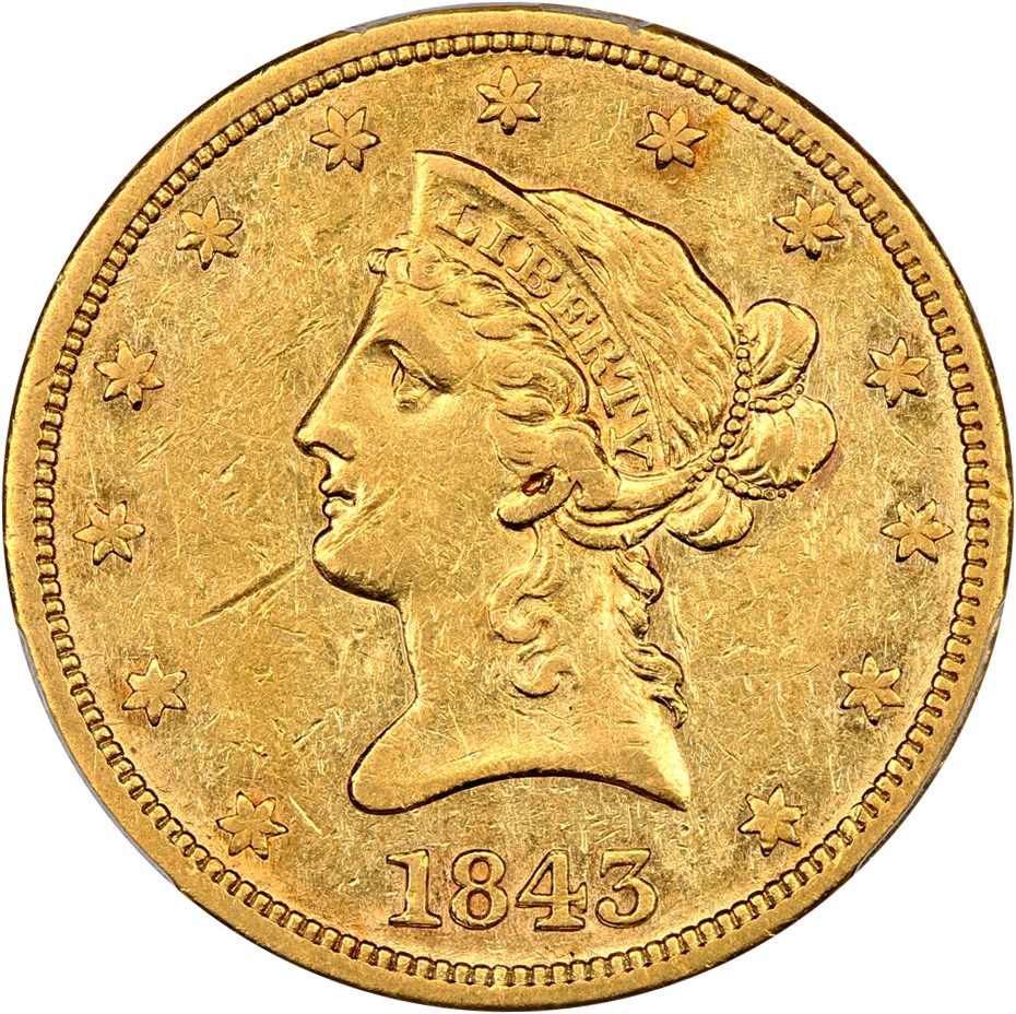 image for: 1843 $10 PCGS XF45