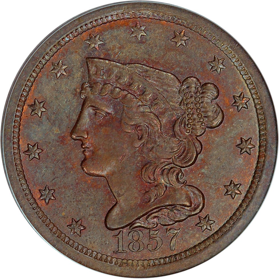 image for: 1857 1/2c PCGS MS64 BN