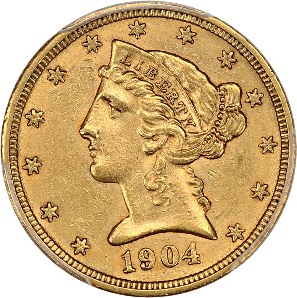 image for: 1904 $5 PCGS AU55