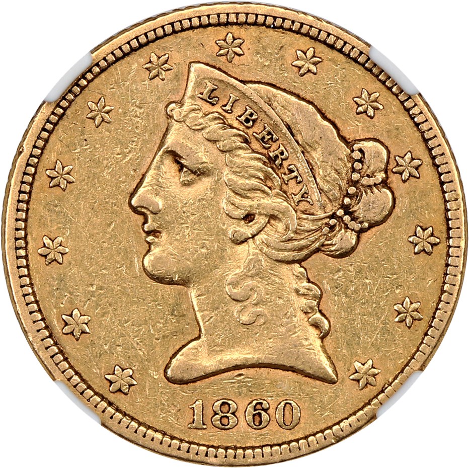 image for: 1860 $5 NGC XF45