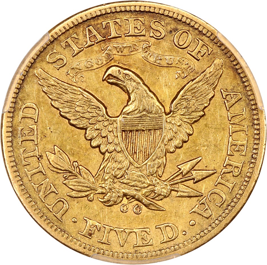 image for: 1871-CC $5 PCGS VF35