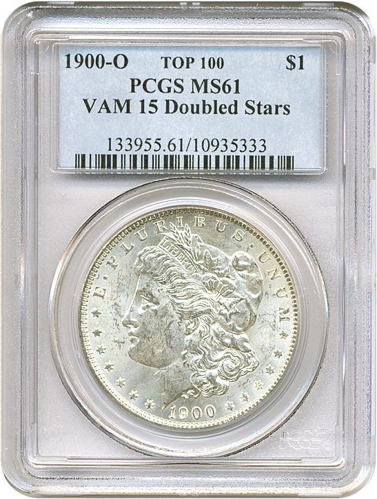 image for: Top 100 VAM: 1900-O $1 VAM 15  Doubled Stars PCGS MS61