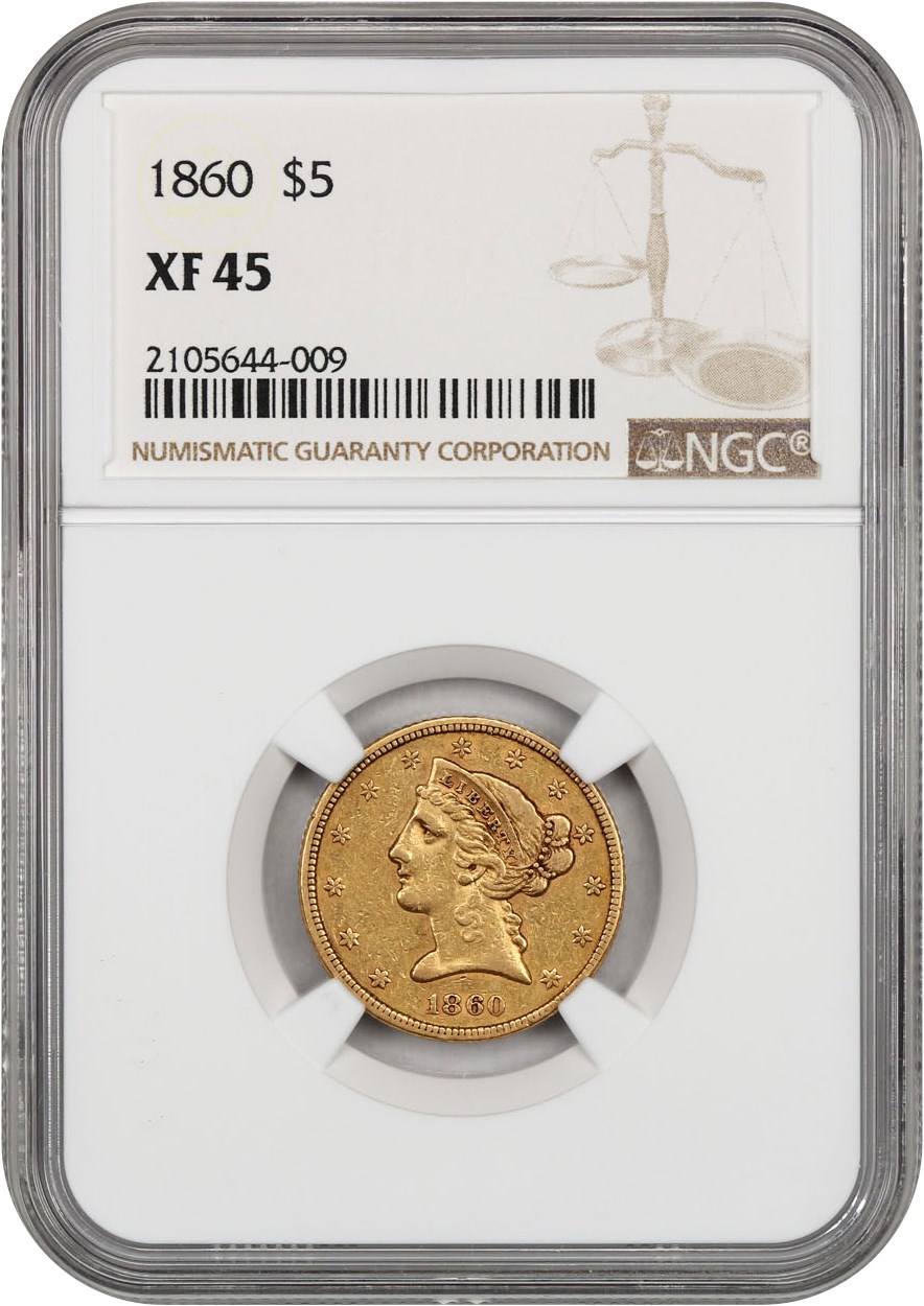 image for: 1860 $5 NGC XF45
