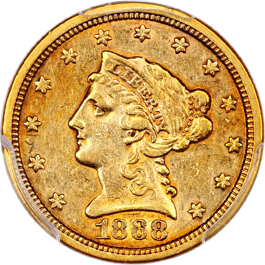 image for: 1868-S $2 1/2 PCGS XF45