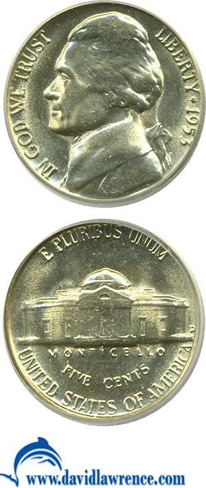 image for: 1953-D 5c ICG MS67