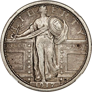 image for: 1917 Type 1 25c NGC XF40