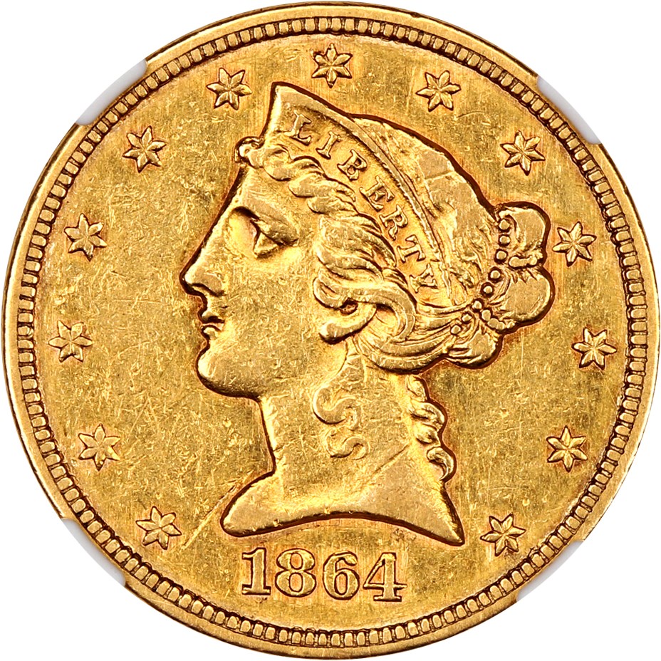 image for: 1864 $5 NGC XF45