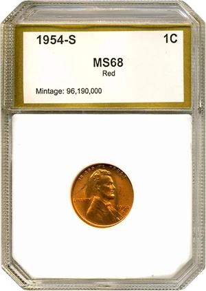 image for: 1954-S 1c PCI MS68 RD