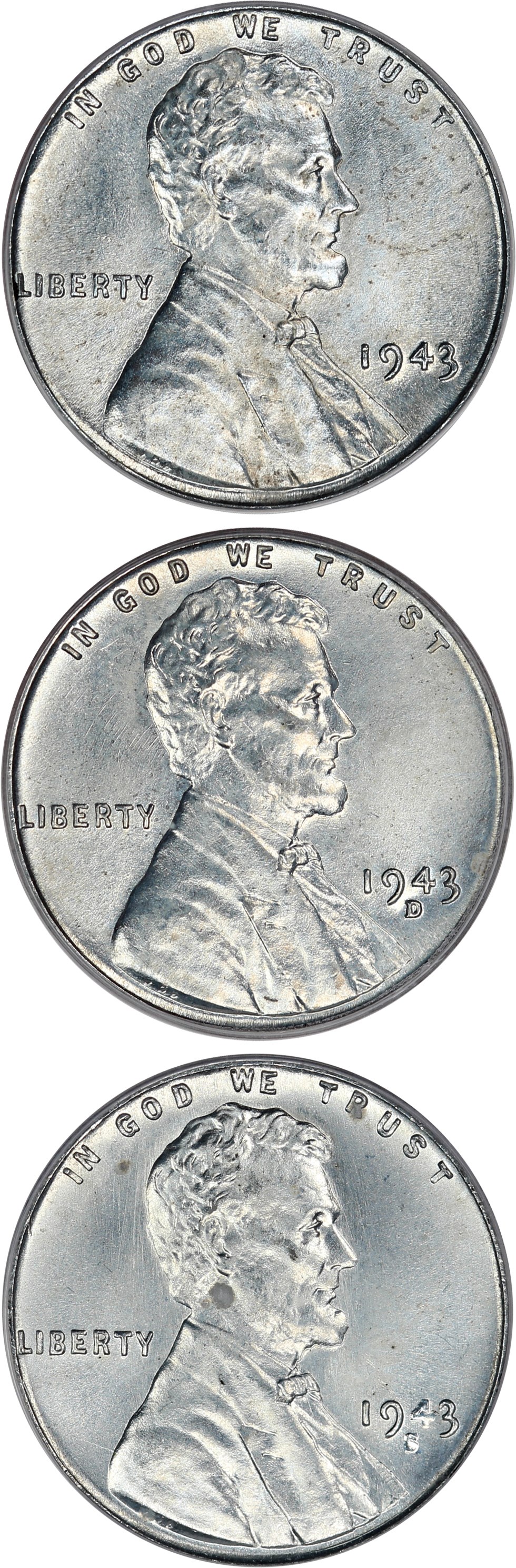 image for: 1943-PDS (3 Coin Set) 1c PCGS MS67